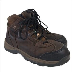 Timberland Brown Leather Steel Toe Lace Up Boots Size 9.5